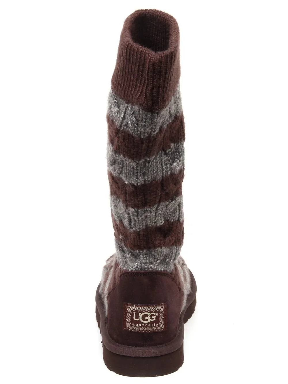 UGG Wool Suede Brown and Gray Striped Knit Winter Boots